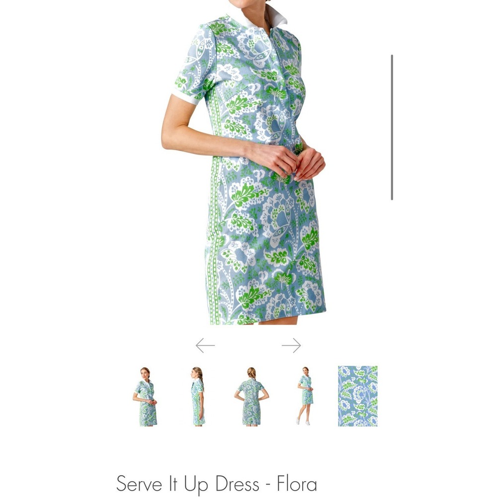 Gretchen Scott Dress Serve It Up Flora Periwinkle Stretchy Jersey Women's Medium - Picture 2 of 10
